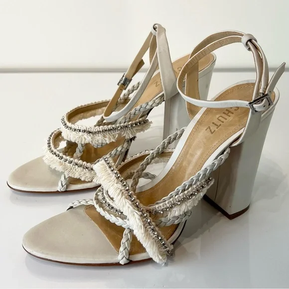 NEW SCHUTZ REVOLVE IVORY SANDALS - Picture 9 of 13